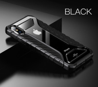 Луксозен силиконов гръб ТПУ Hybrid оригинален BASEUS RACE CASE за Apple IPhone XS Max прозрачен с черен кант 